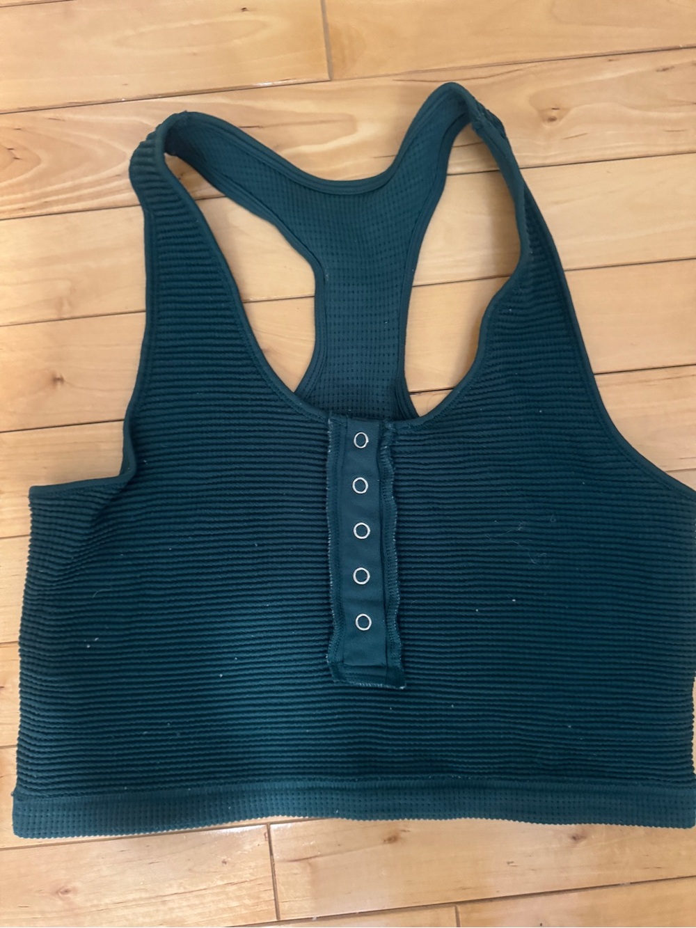Snap-Front Ribbed Racerback Tank Top — Teal